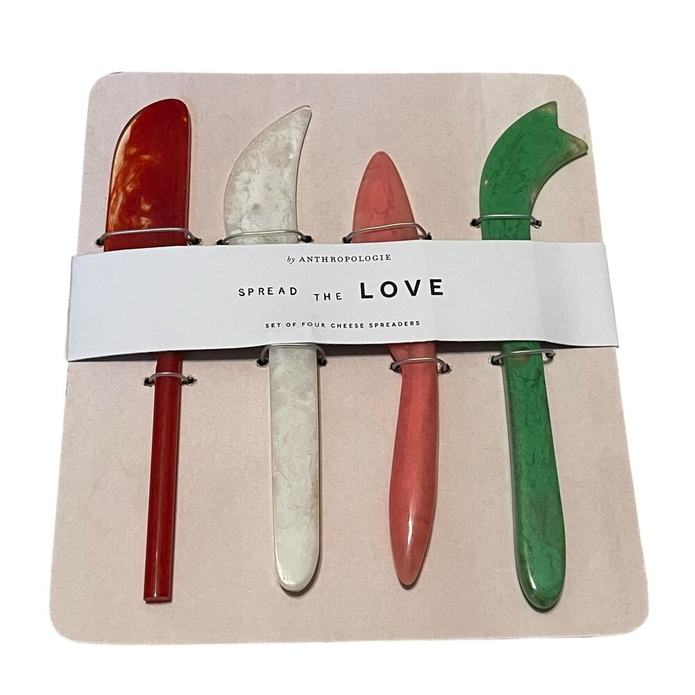 Anthropologie Spread the Love Set of 4 Cheese Spreaders NEW